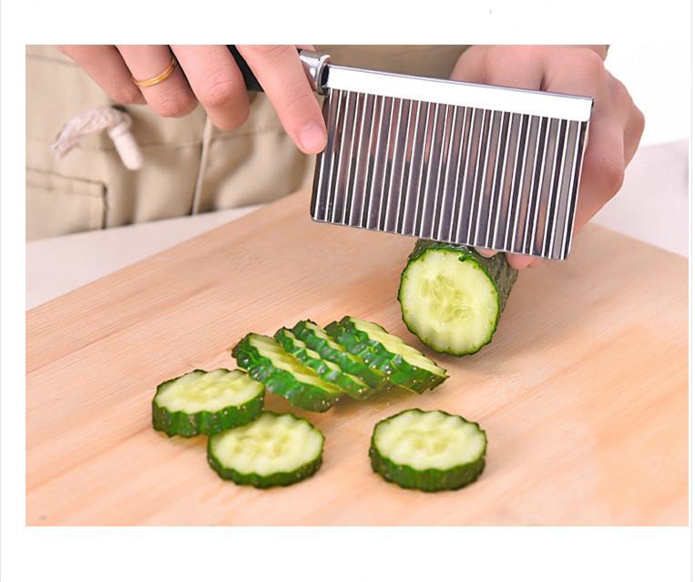 JELLY KNIFE Stainless Steel Blade Potato Vegetable Crinkle Wavy Cutter  Slicer