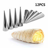 12 pcs Conical Stainless Steel Spiral Croissants Molds Pastry Horn-Rosettas-Country-Kitchen