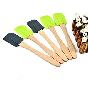 2 pcs/Set 21cm X 2cm Wooden Handle Silicone Cake Baking Spatula-Rosettas-Country-Kitchen