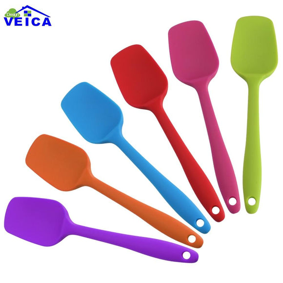  Silicone Baking Utensils - Balloon whisk, Slotted & Solid  Kitchen Spoon, Spatula, Long Scraper and Pastry Brush, Acacia Hard Wood  Handle: Home & Kitchen