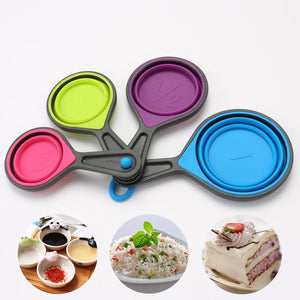 4 pcs/Set Folding Silicone Measuring Set Measuring Cups For Baking-Rosettas-Country-Kitchen