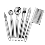 6 pcs/Set Stainless Steel Kitchen Tool Set Fruit Knife Corer Carving Knife Watermelon Baller Spoon Potato Peeler-Rosettas-Country-Kitchen