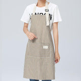 Adjustable Cotton Linen Stripe Commercial Chefs Apron-Rosettas-Country-Kitchen