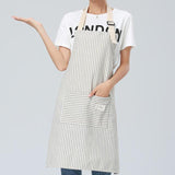 Adjustable Cotton Linen Stripe Commercial Chefs Apron-Rosettas-Country-Kitchen