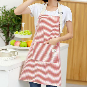 Adjustable Cotton Linen Stripe Commercial Chefs Apron-Rosettas-Country-Kitchen