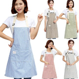 Adjustable Cotton Linen Stripe Commercial Chefs Apron-Rosettas-Country-Kitchen