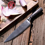 Chef's Knife 8in High Carbon Stainless Steel Damascus Laser Pattern Butcher Knives-Rosettas-Country-Kitchen