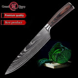 Chef's Knife 8in High Carbon Stainless Steel Damascus Laser Pattern Butcher Knives-Rosettas-Country-Kitchen