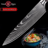 Chef's Knife 8in High Carbon Stainless Steel Damascus Laser Pattern Butcher Knives-Rosettas-Country-Kitchen