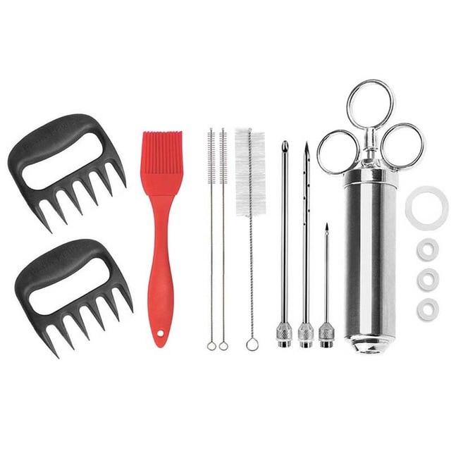 Ultimate Kitchen Tool Set - Meat Injector, Meat Masher, and Garlic