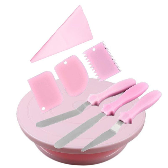 Pink Cake Decorating Turntable With Icing Decorating Accessories Set-Rosettas-Country-Kitchen