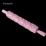 Plastic Embossed Pattern Rolling Pin With Handles Decorating Rolling Pin-Rosettas-Country-Kitchen