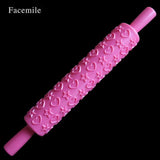 Plastic Embossed Pattern Rolling Pin With Handles Decorating Rolling Pin-Rosettas-Country-Kitchen