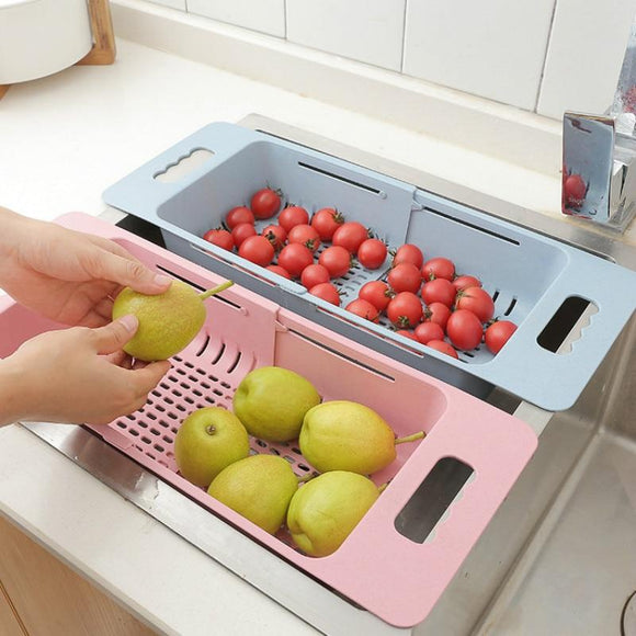 Retractable Drain Storage Plastic Rack Vegetable Storage Bowl-Rosettas-Country-Kitchen