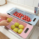 Retractable Drain Storage Plastic Rack Vegetable Storage Bowl-Rosettas-Country-Kitchen