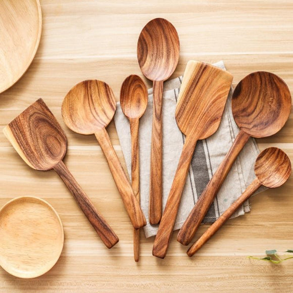 Sustainable All Wooden Long Handle Non-stick Cooking Utensils-Rosettas-Country-Kitchen